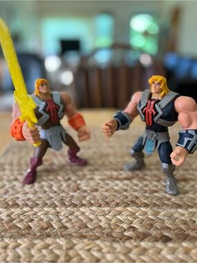 He-Man Style Action Figure - Blonde Hero in Gray and Black Armor